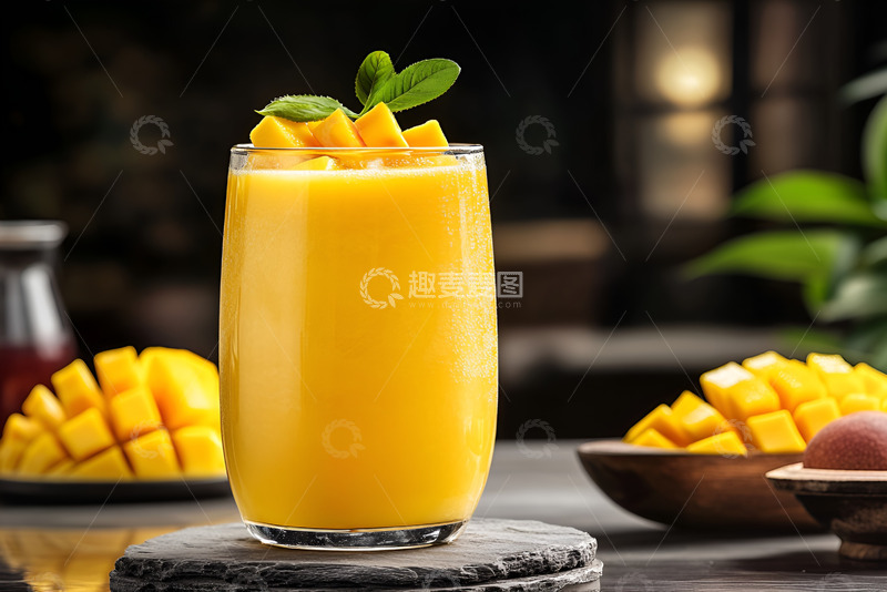 高清大图下载【趣麦麦图】一杯鲜榨芒果汁