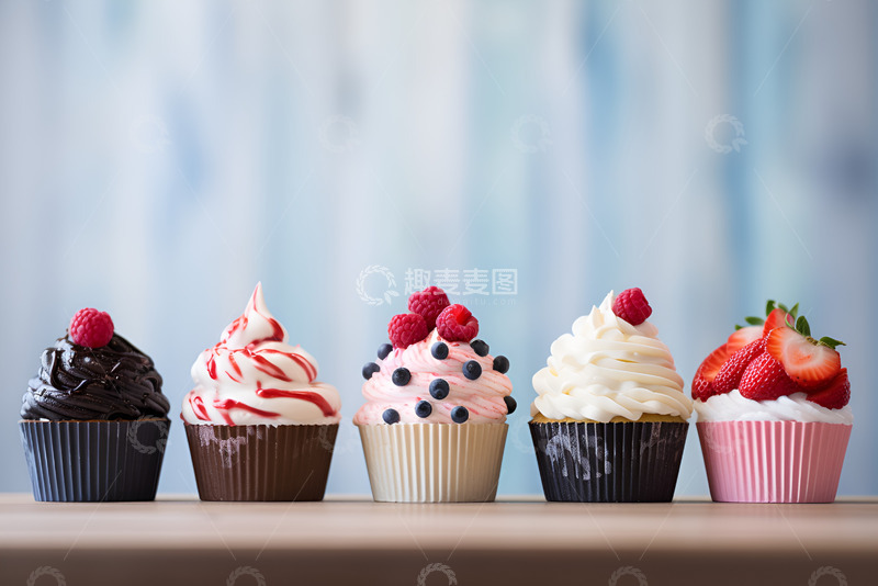 高清大图下载【趣麦麦图】一排美味的纸杯蛋糕