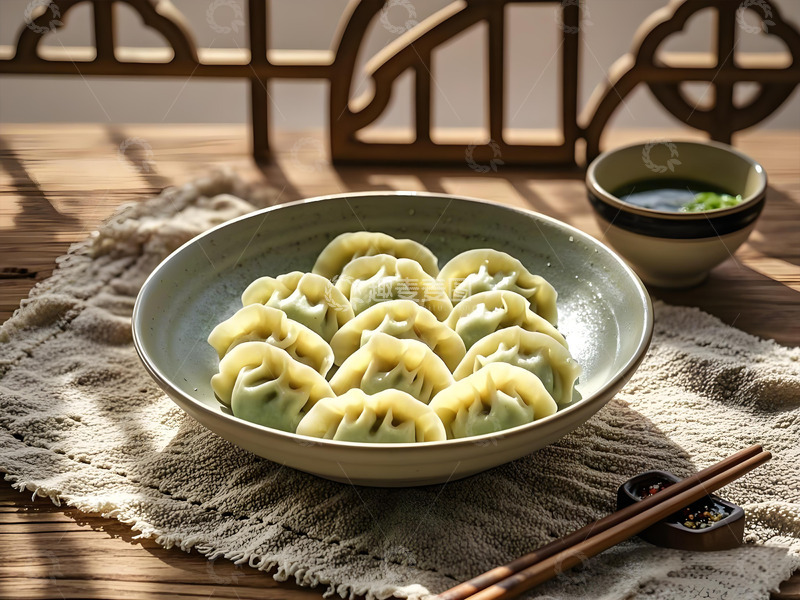 高清大图下载【趣麦麦图】一盘素饺子摄影图