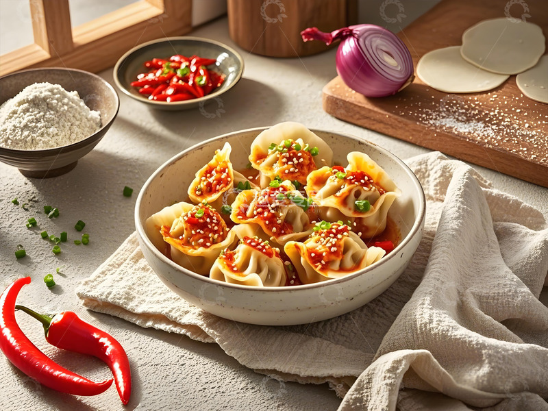 高清大图下载【趣麦麦图】红油饺子美食摄影图