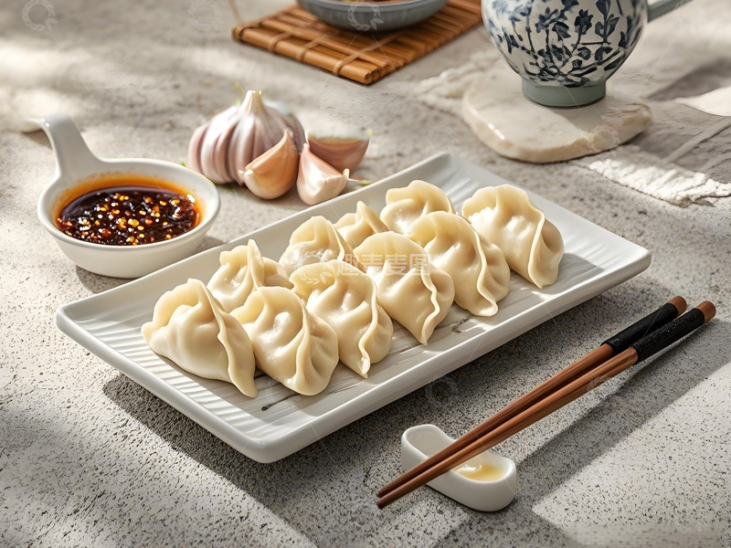 高清大图下载【趣麦麦图】一盘煮好的饺子美食摄影图