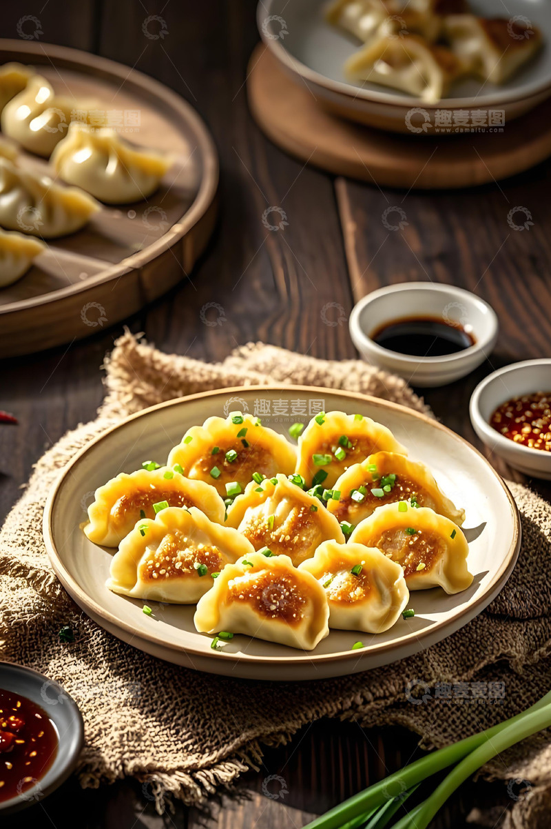 高清大图下载【趣麦麦图】美味的黄金煎饺摄影图