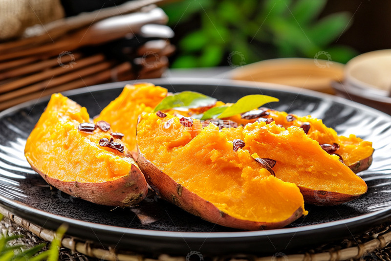 高清大图下载【趣麦麦图】一盘美味的烤红薯