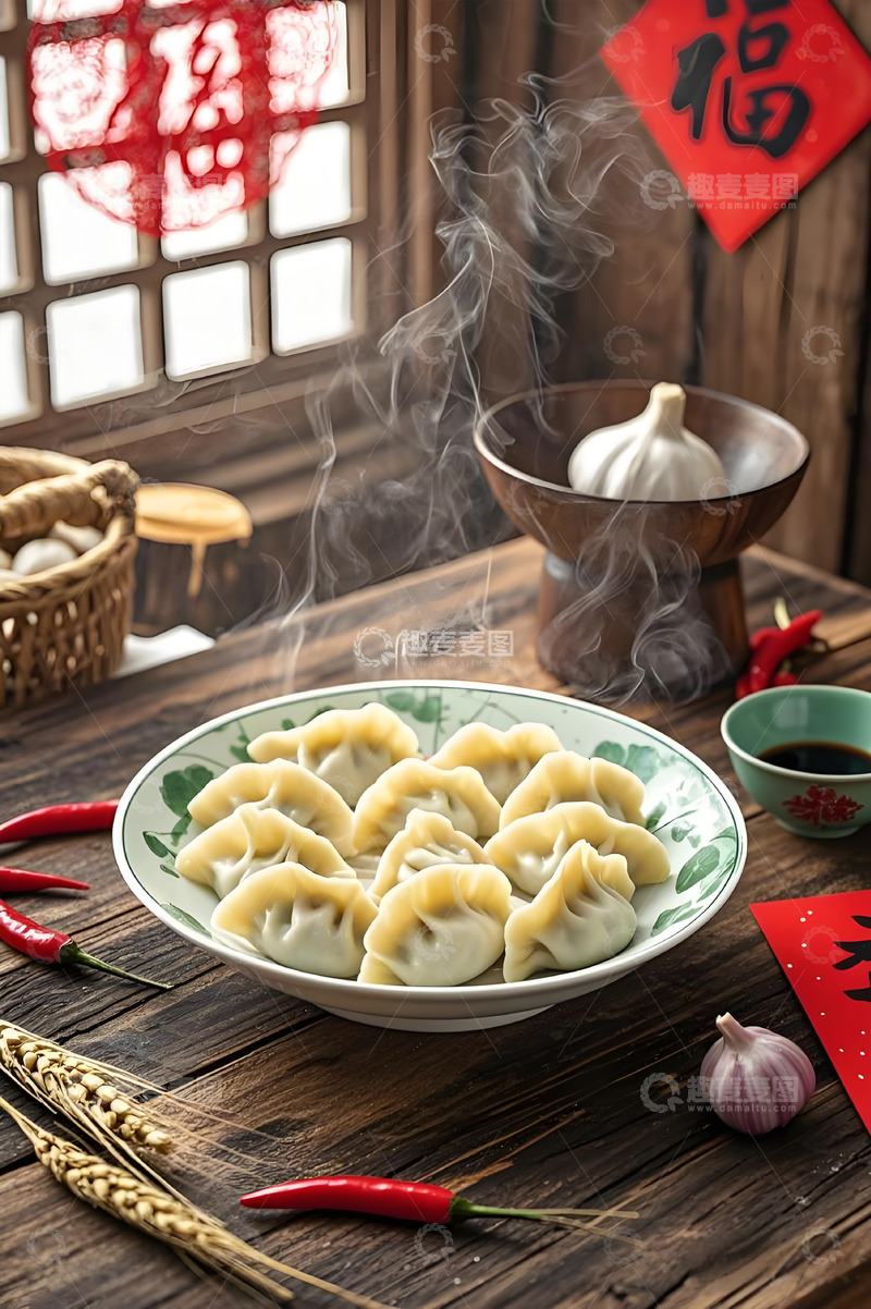 高清大图下载【趣麦麦图】中华美食之热腾腾的饺子摄影图