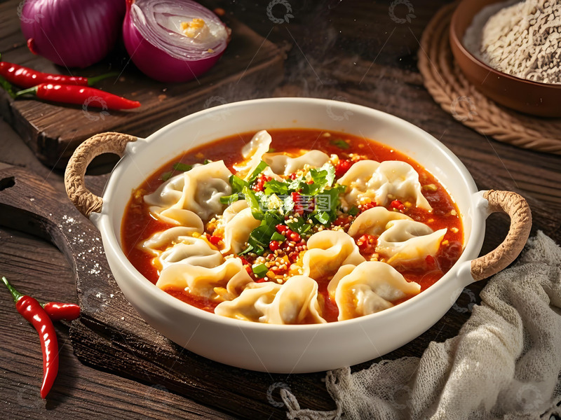 高清大图下载【趣麦麦图】酸汤水饺中华美食摄影图