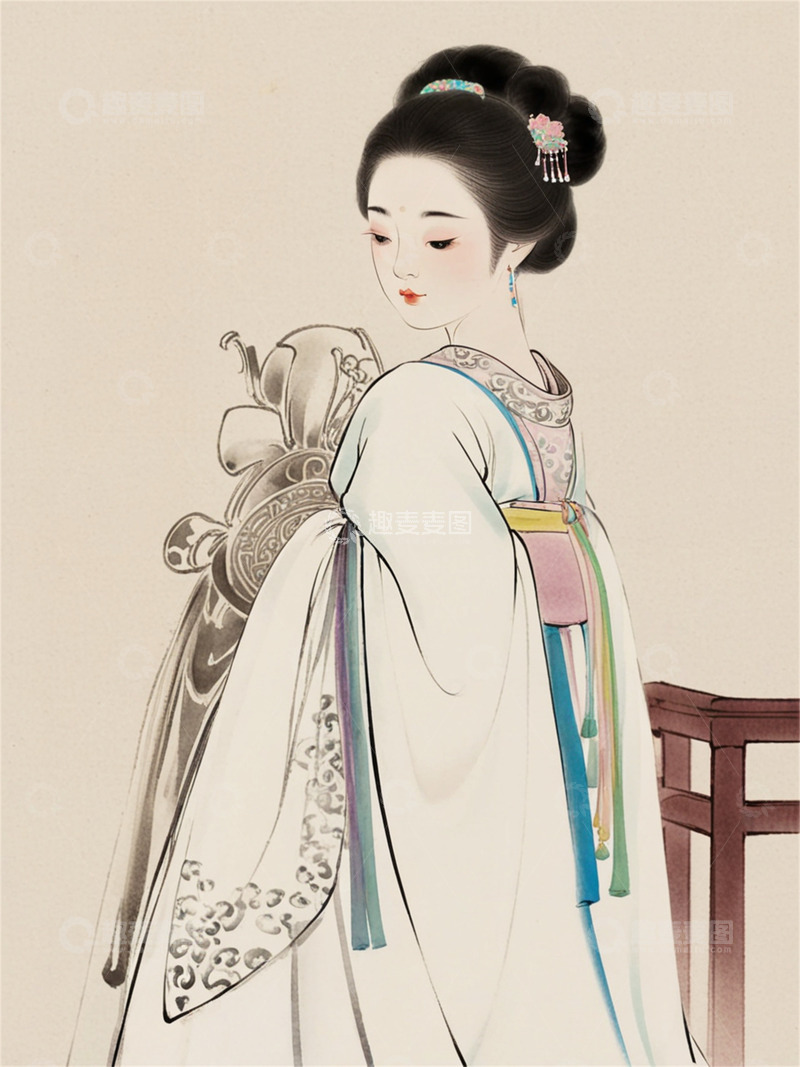 高清大图下载【趣麦麦图】唐朝汉服仕女图
