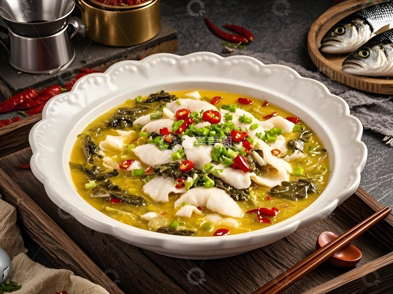 高清大图下载【趣麦麦图】藤椒金汤鱼片美食摄影图