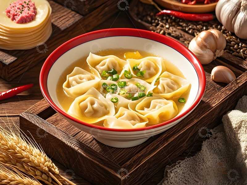 高清大图下载【趣麦麦图】鸡汤云吞抄手摄影图