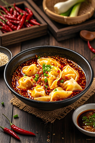 红油抄手重庆美食摄影图