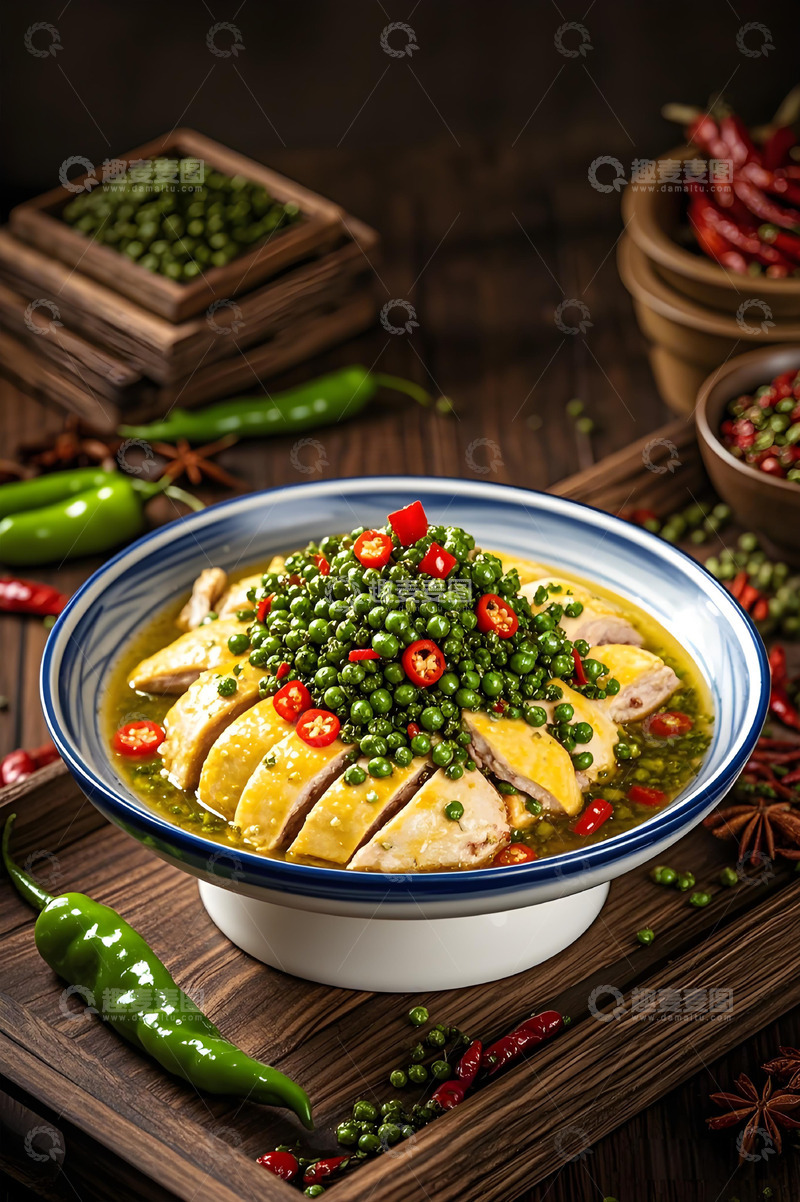 高清大图下载【趣麦麦图】藤椒鸡肉美食摄影图