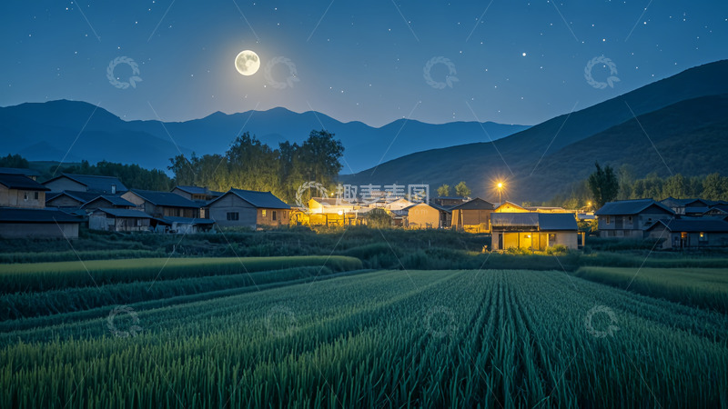 高清大图下载【趣麦麦图】夜晚农村的星空