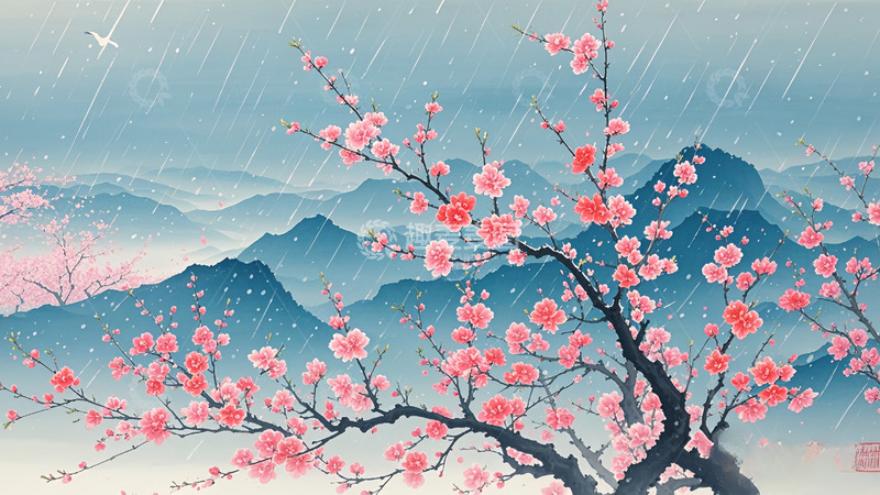 高清大图下载【趣麦麦图】下雨天的桃花