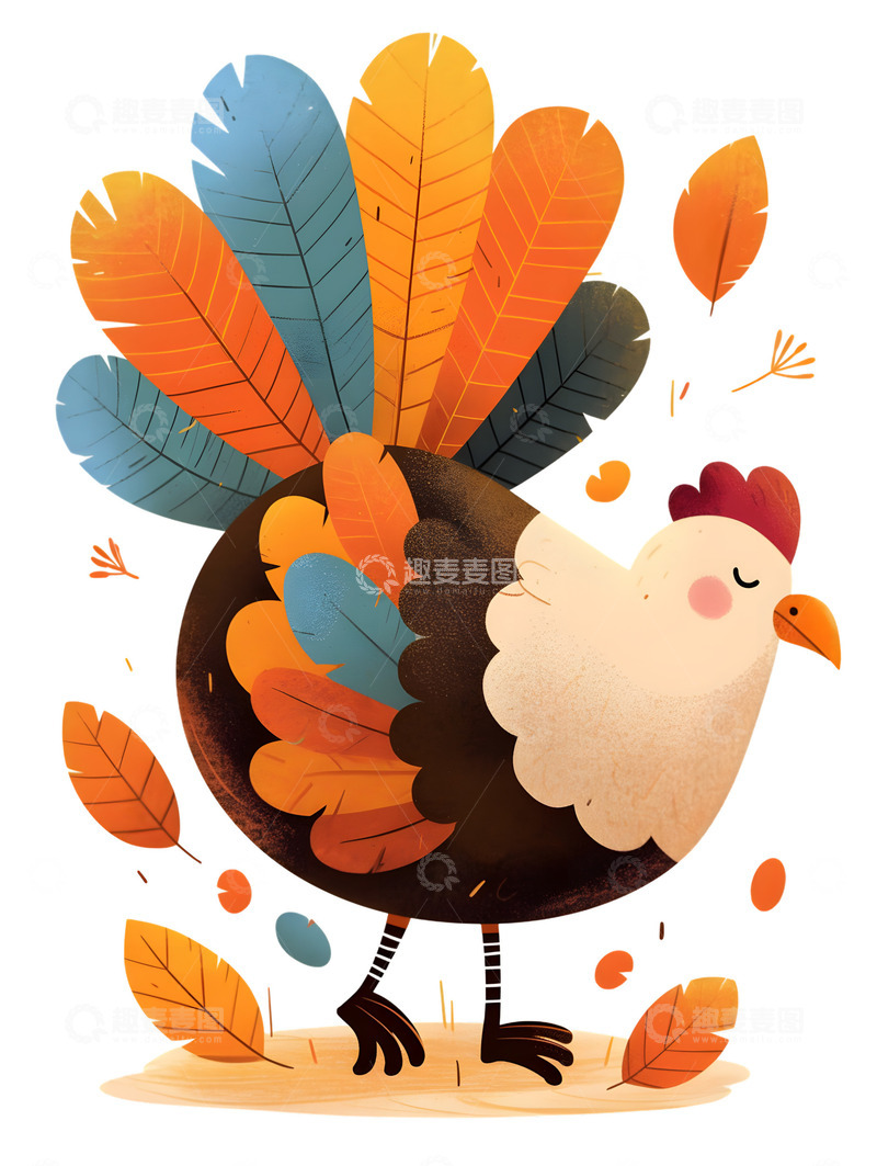 高清大图下载【趣麦麦图】火鸡卡通鸡肉