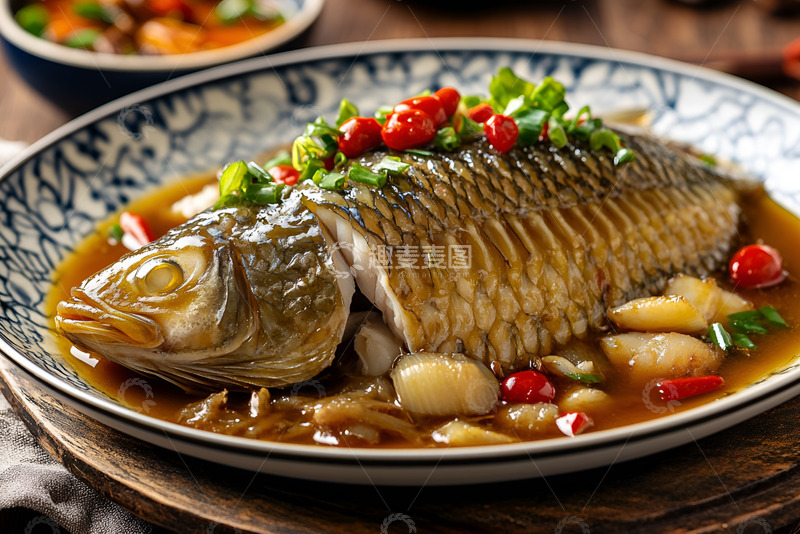 高清大图下载【趣麦麦图】一盘美味的红烧鱼