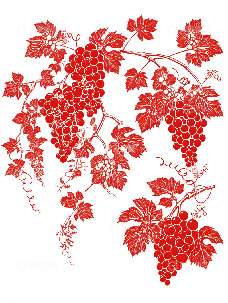 高清大图下载【趣麦麦图】葡萄剪纸节日艺术