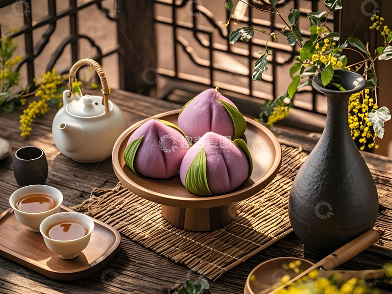 高清大图下载【趣麦麦图】唐菓子桃形酥传统糕点摄影图