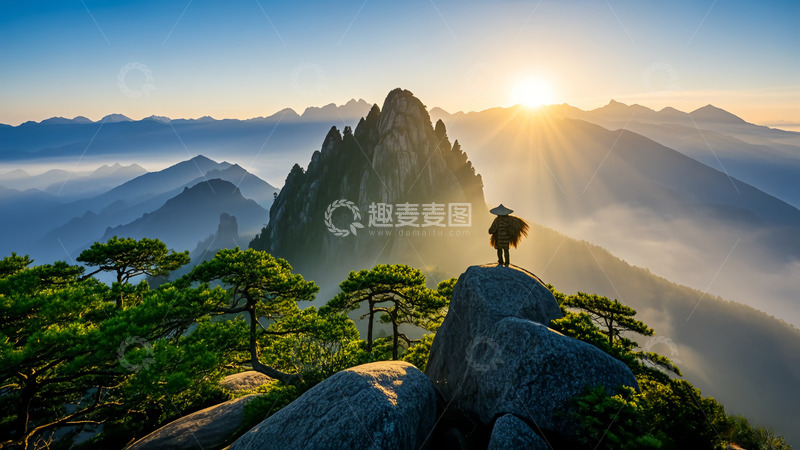 高清大图下载【趣麦麦图】高山上的日出