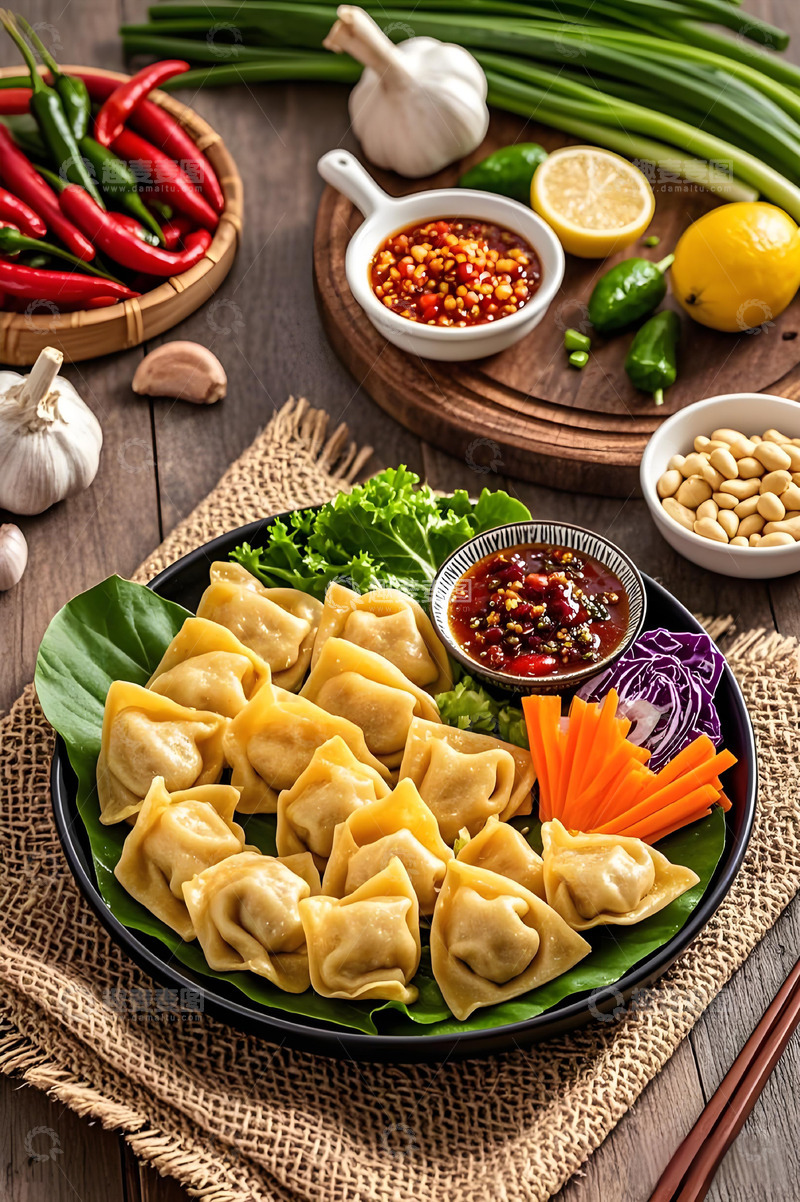 高清大图下载【趣麦麦图】生煎馄饨美食摄影图