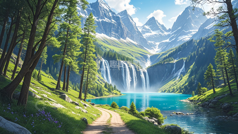 高清大图下载【趣麦麦图】大山上的高山流水