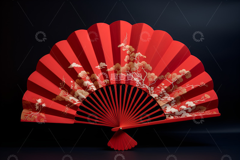 高清大图下载【趣麦麦图】红色喜庆的一把折扇