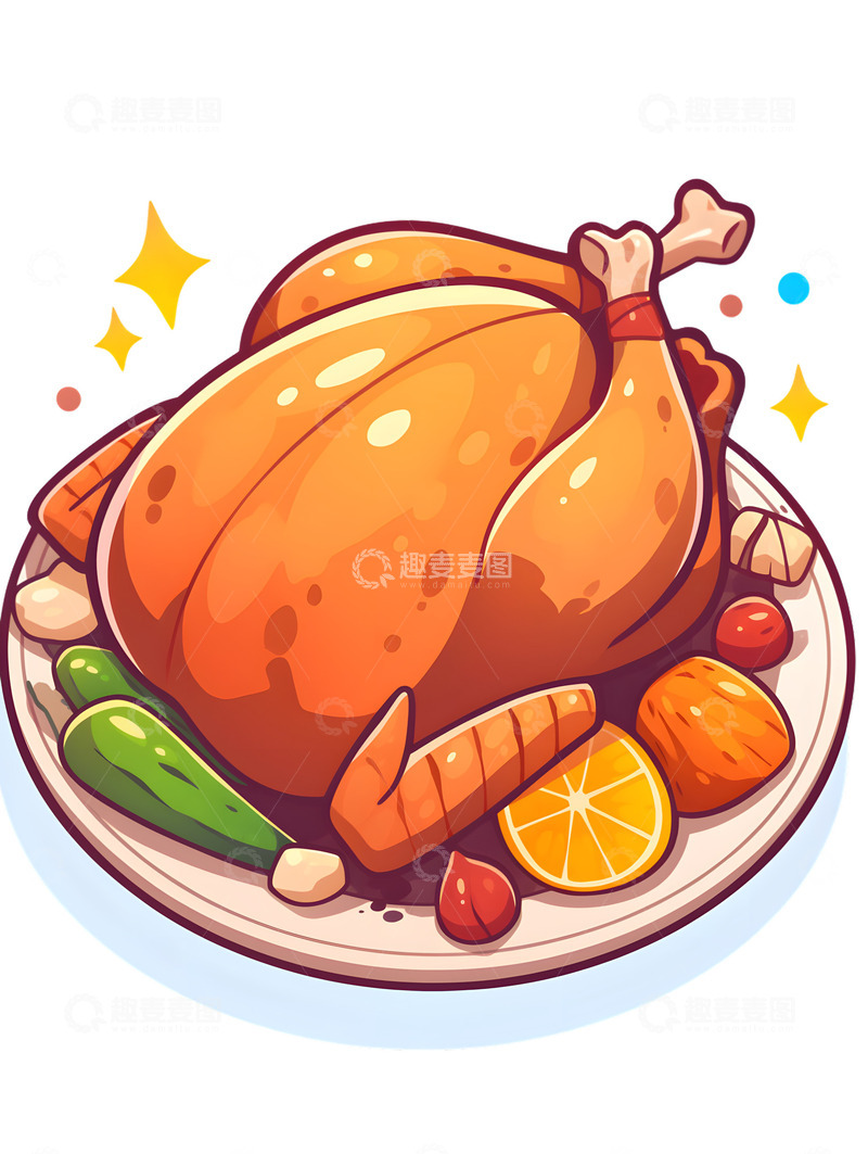 高清大图下载【趣麦麦图】感恩节火鸡烤火鸡