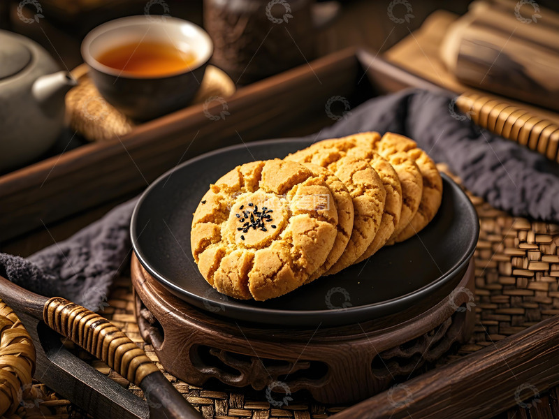 高清大图下载【趣麦麦图】中华传统点心桃酥摄影图