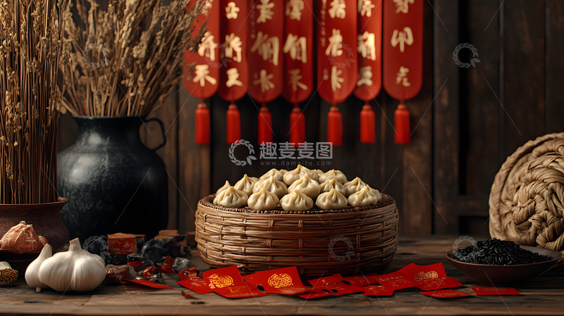 高清大图下载【趣麦麦图】摆满菜肴的餐桌团圆年夜饭丰盛佳肴