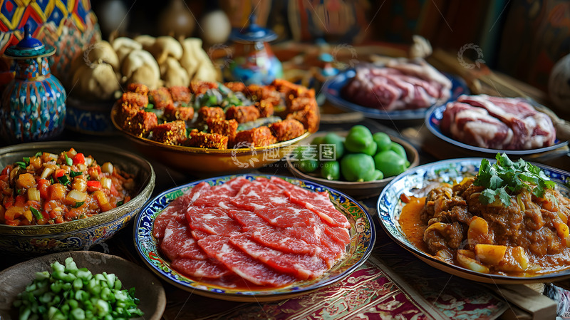 高清大图下载【趣麦麦图】传统年夜宴席中式火锅丰富佳肴