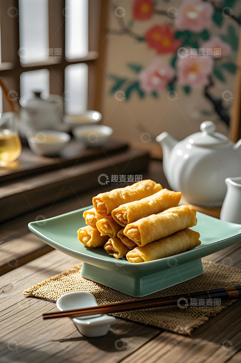 高清大图下载【趣麦麦图】春卷中式传统小吃美食摄影图