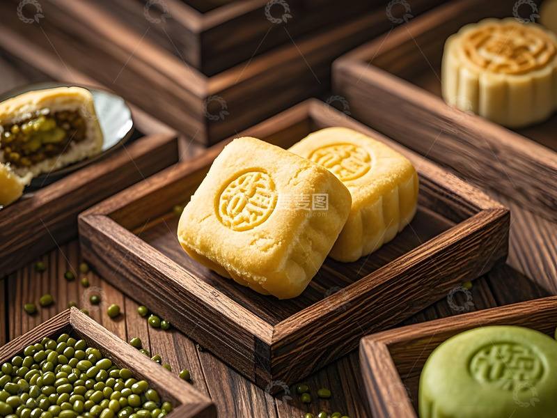 高清大图下载【趣麦麦图】绿豆饼传统糕点摄影图
