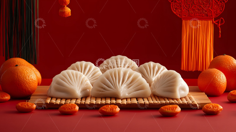 高清大图下载【趣麦麦图】摆盘整齐的白色汤圆新年团圆味