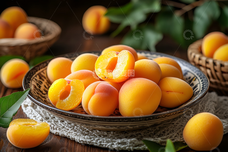 高清大图下载【趣麦麦图】一盘黄橙橙的杏子