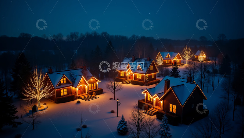 高清大图下载【趣麦麦图】夜晚农村的灯光