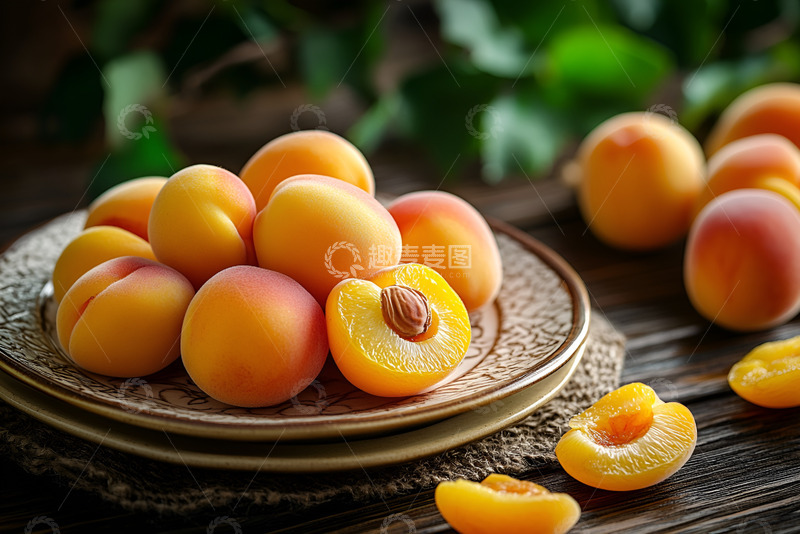 高清大图下载【趣麦麦图】一盘新鲜美味的杏子