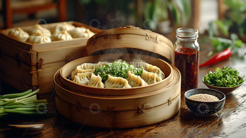 高清大图下载【趣麦麦图】饺子与中式香料摆盘丰盛年夜宴