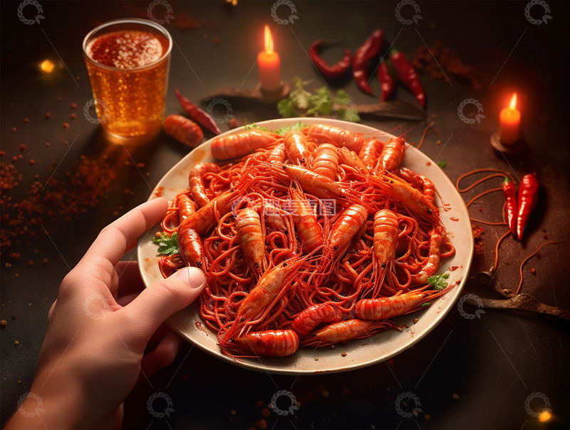 高清大图下载【趣麦麦图】麻辣啤酒大虾