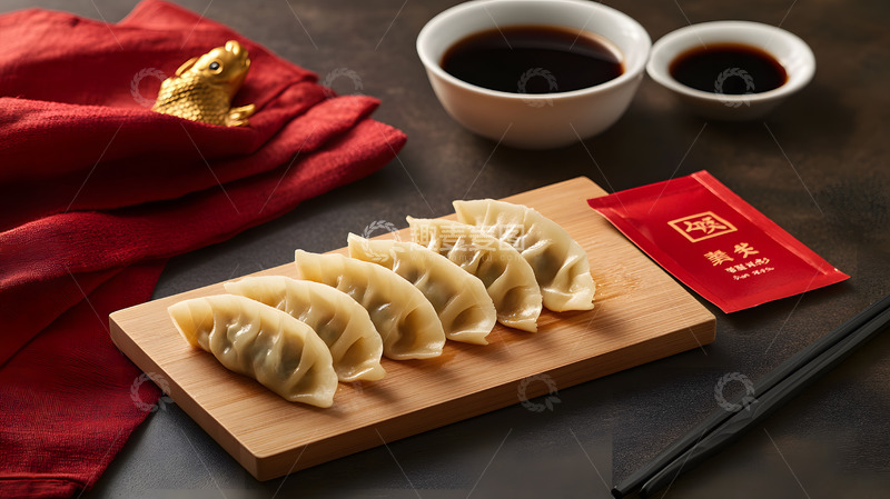 高清大图下载【趣麦麦图】中式饺子与料汁摆盘