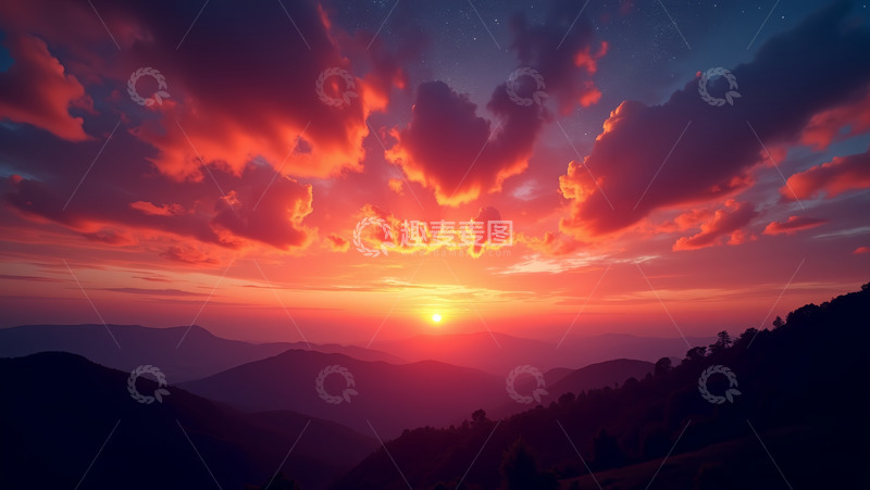 高清大图下载【趣麦麦图】夕阳西下的美景