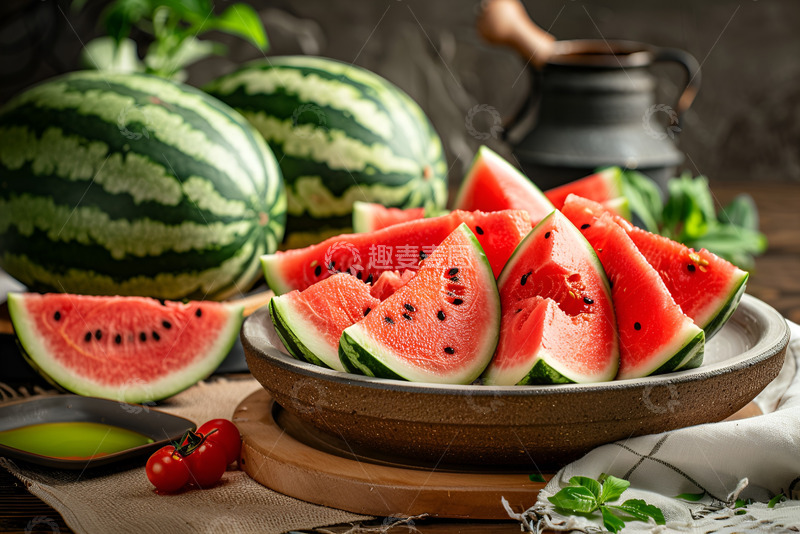 高清大图下载【趣麦麦图】一盘切好的西瓜