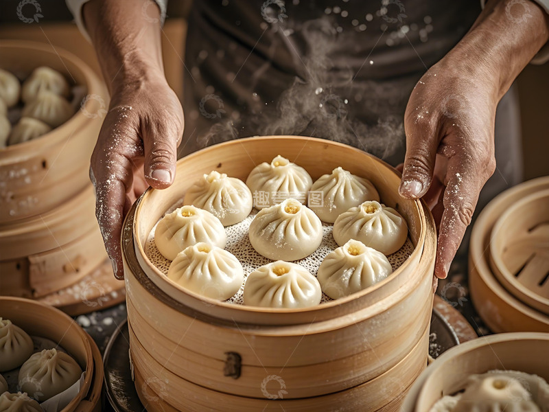 高清大图下载【趣麦麦图】小笼包灌汤包早点美食摄影图