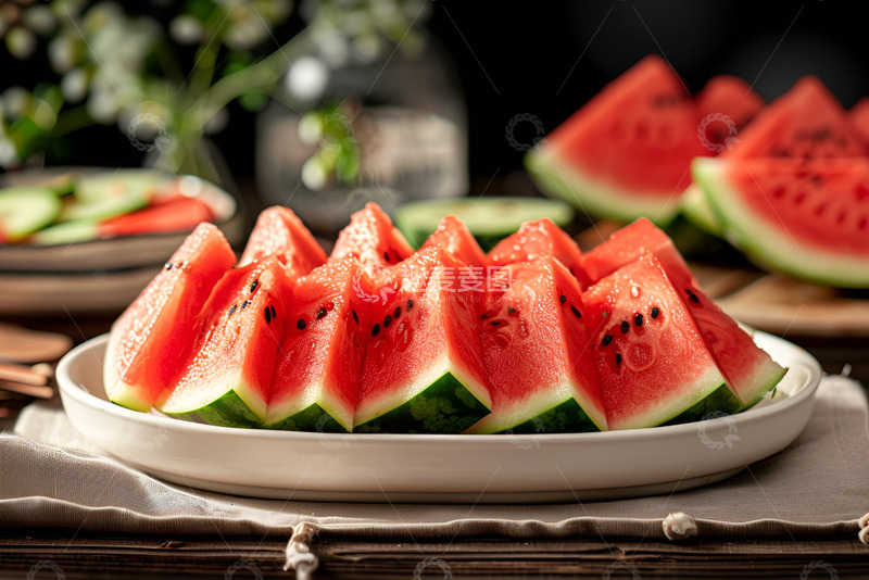 高清大图下载【趣麦麦图】一盘现切西瓜