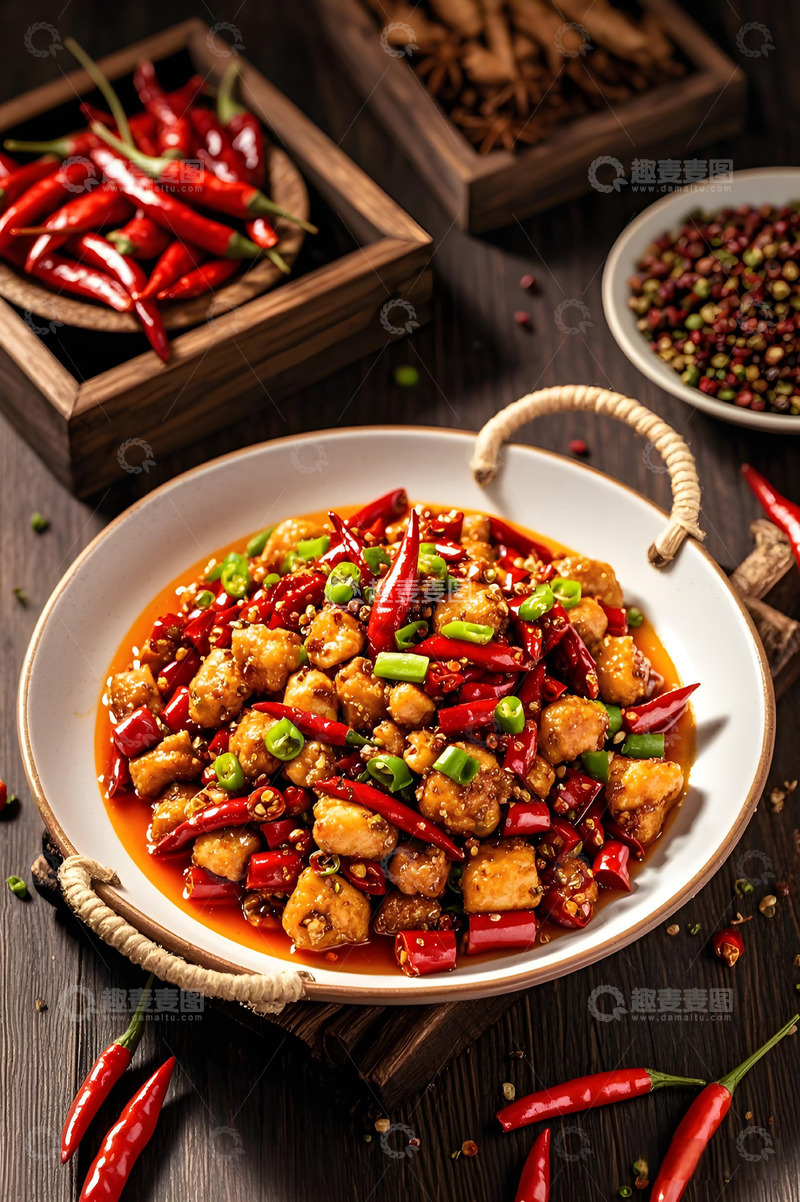 高清大图下载【趣麦麦图】一盘辣子鸡川香美食摄影图