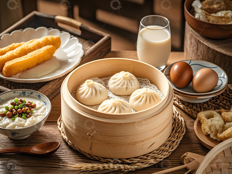 高清大图下载【趣麦麦图】中式早点包子油条美食摄影图