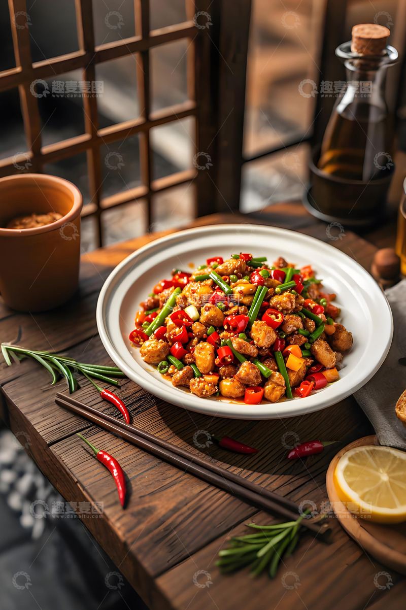 高清大图下载【趣麦麦图】重庆辣子鸡美食摄影图