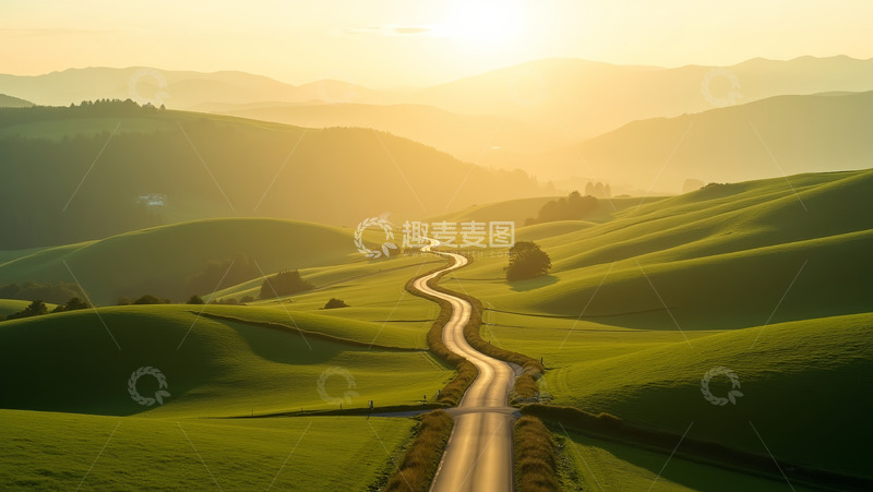 高清大图下载【趣麦麦图】阳光照在小路上