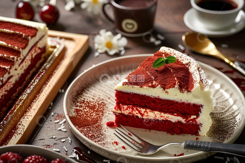 高清大图下载【趣麦麦图】一盘红丝绒蛋糕块