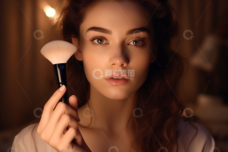 高清大图下载【趣麦麦图】拿着化妆刷的女士
