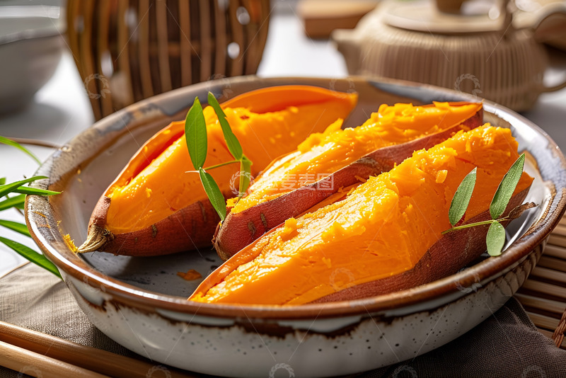 高清大图下载【趣麦麦图】一盘美味的蒸红薯