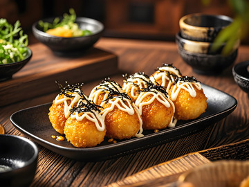 章鱼小丸子美食摄影图