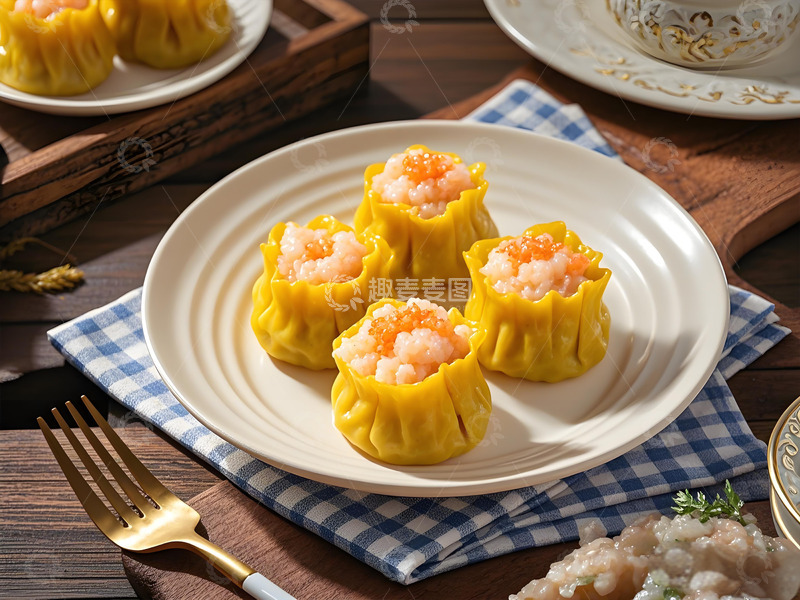 高清大图下载【趣麦麦图】广式早茶虾仁烧麦摄影图